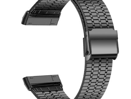 Fitbit Sense 2   Versa 4 stainless steel strap with dual buckle - Black Sale