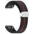 Garmin 22mm Quickfit Watch Band Dual Color Strap with Silver Buckle - Black+Red Online Hot Sale