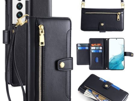 Samsung Galaxy S22 vegan leather wallet zipper case - Black Online now