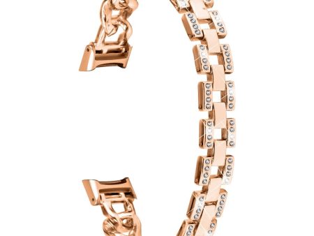 Fitbit Luxe rhinestone décor zinc metal strap - Rose Gold on Sale