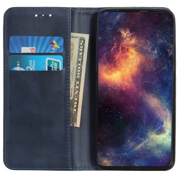 Wallet-style genuine leather flipcase for OnePlus 10 Pro - Blue Online now