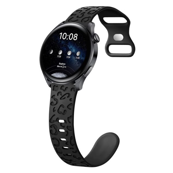 Samsung Galaxy Watch6 Classic 47mm   43mm   Garmin Venu Sq 2 20mm Silicone Watch Band Leopard Printed - Black on Sale