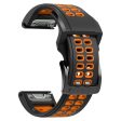 KALEBOL KLB-LWGJ-001 For Garmin Fenix 7     7 Pro Watch Band QuickFit 22mm Breathable Double Row Holes Strap - Black+Orange Sale