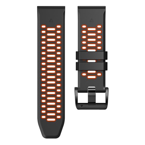 Garmin Fenix 7   7 Pro Silicone Watch Strap 22mm Dual Color Band with 3 Rows Holes - Black+Red Fashion