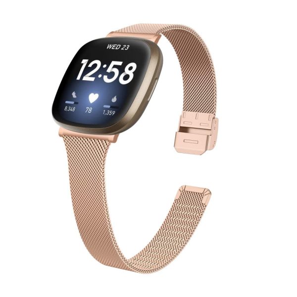 Fitbit Sense 2   Versa 4 milanese stainless steel strap - Rose Gold For Sale