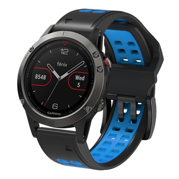 Garmin Fenix 7   6   5 silicone watch strap - Black   Blue Online now