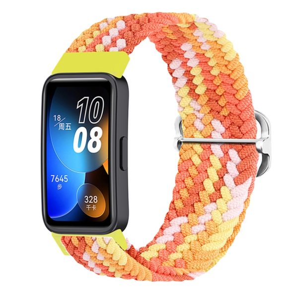 KALEBOL KLB-BZNL-001 For Huawei Band 8 Strap Adjustable Braided Nylon Watch Band - Colorful Orange For Discount