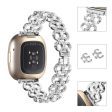 Fitbit Sense 2   Versa 4 gourd style rhinestone décor metal strap - Silver Supply