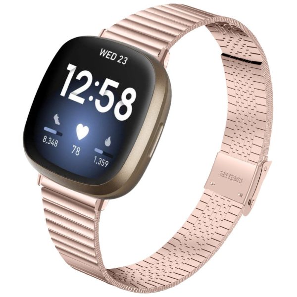 Fitbit Sense 2   Versa 4 stainless steel strap - Pink Gold For Discount