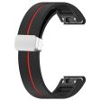 Garmin 22mm Quickfit Watch Band Dual Color Strap with Silver Buckle - Black+Red Online Hot Sale