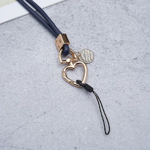 Leather phone lanyard pendant style strap - Dark Blue Online Hot Sale