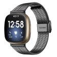 Fitbit Sense 2   Versa 4 stainless steel strap with dual buckle - Black Sale