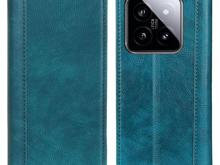 Xiaomi 14 genuine leather case with magnetic closure - Green Cheap