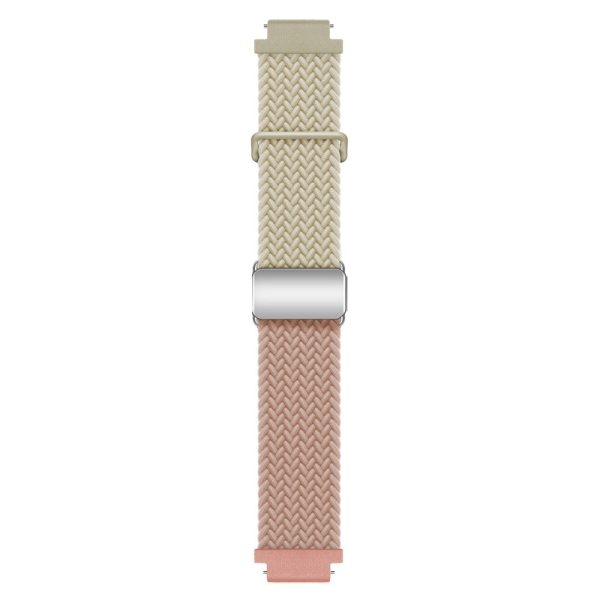 Huawei Watch GT 4 41mm Universal 18mm Watch Strap Woven Wrist Band with Silver Magnetic Buckle - Starlight+Milk Tea Online Hot Sale