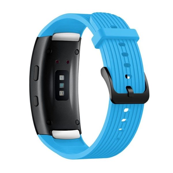 Samsung Gear Fit2 Pro vertical thread silicone watch band - Blue Size: S Discount