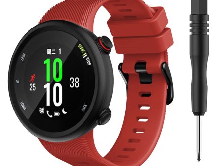 Garmin Forerunner 45S durable black buckle silicone watch band - Red Online