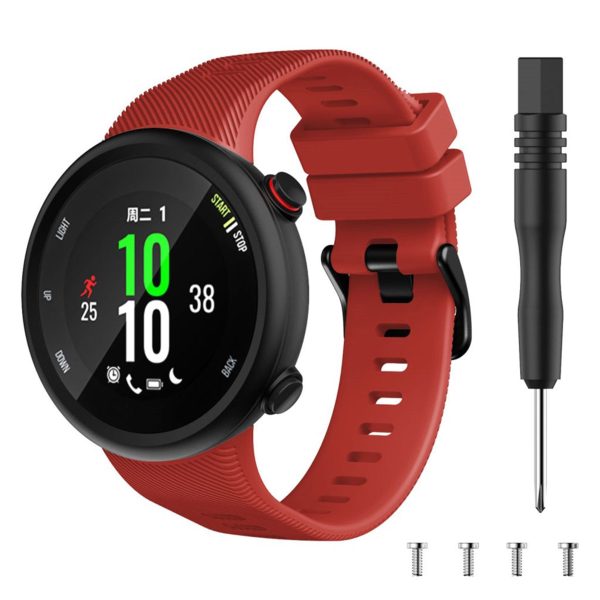 Garmin Forerunner 45S durable black buckle silicone watch band - Red Online