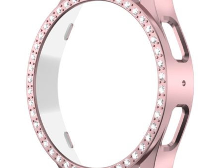 Samsung Galaxy Watch7 44mm Case Rhinestone Decor Hard Bump Resistant Watch Case Cover - Rose Gold For Sale