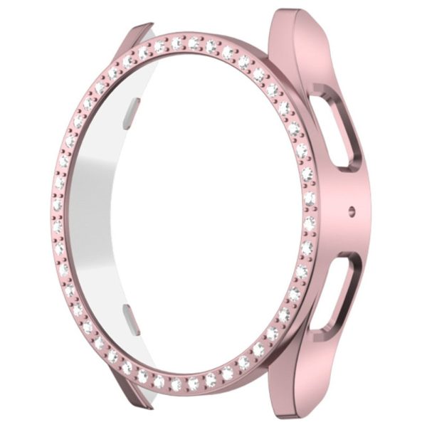 Samsung Galaxy Watch7 44mm Case Rhinestone Decor Hard Bump Resistant Watch Case Cover - Rose Gold For Sale