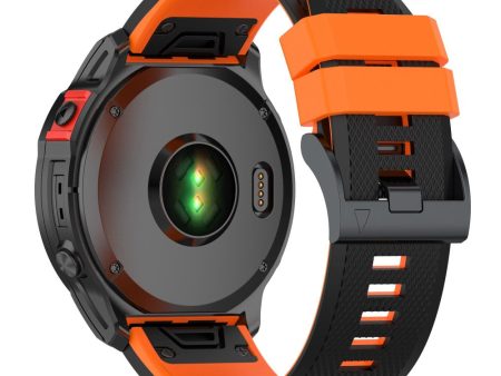 22mm dual color silicone watch strap for Garmin and Coros watch - Black   Orange For Sale