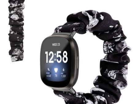 Fitbit Versa 3   Sense hair band fabric watch band - Black   Grey Flowers Online