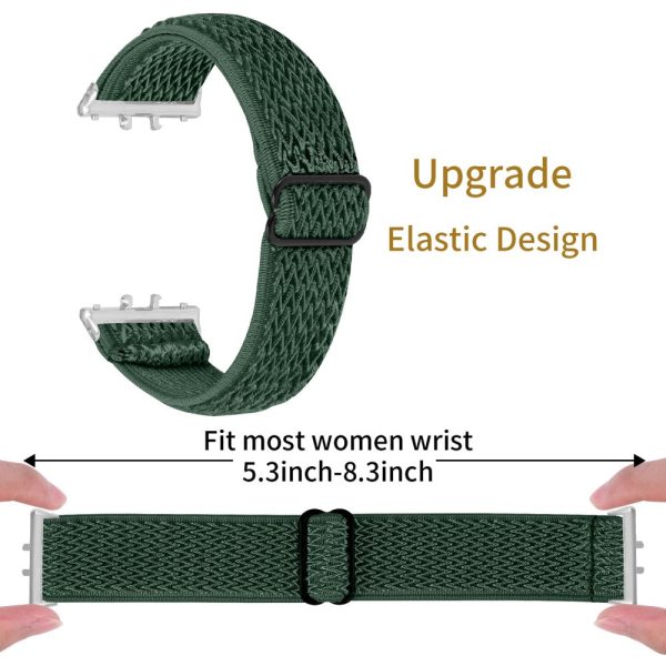 Samsung Galaxy Fit3 SM-R390 Woven Watch Strap Adjustable Wrist Band with Silver Connector - Army Green Online