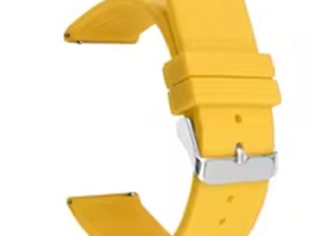 18mm Universal Replacement Watch Strap Sporty Silicone Wrist Band with Silver Buckle - Yellow Cheap