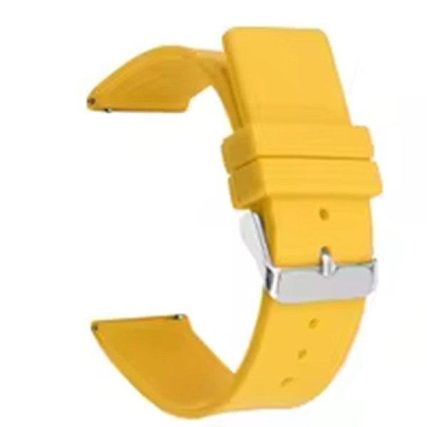 18mm Universal Replacement Watch Strap Sporty Silicone Wrist Band with Silver Buckle - Yellow Cheap