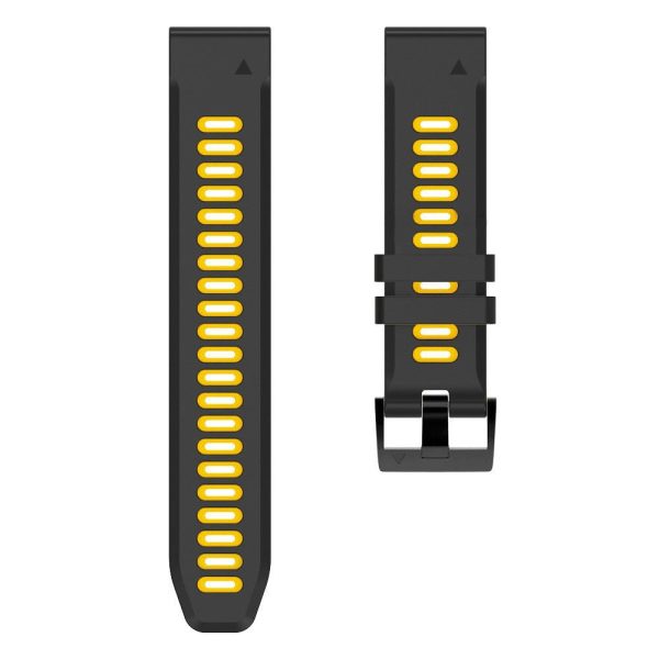 22mm dual-color silicone strap for Amazfit   Garmin   Coros watch - Black+Yellow Supply