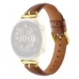 20mm Universal Smart Watch Band Genuine Cow Leather Strap Replacement - Caramel+Gold Buckle Buckle on Sale