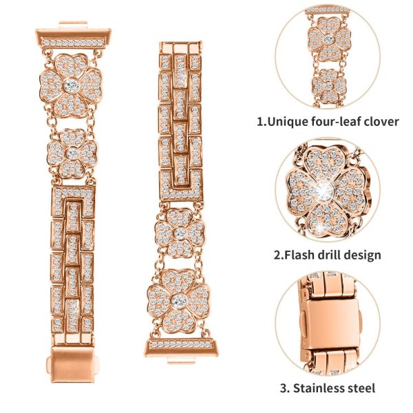 Huawei Watch Fit 3 Band Smart Watch Metal Wrist Strap with Rhinestone - Rose Gold Hot on Sale