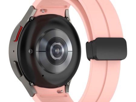 Samsung Galaxy Watch7 40mm Replacement Band Magnetic Folding Black Buckle Silicone Strap - Light Pink Hot on Sale