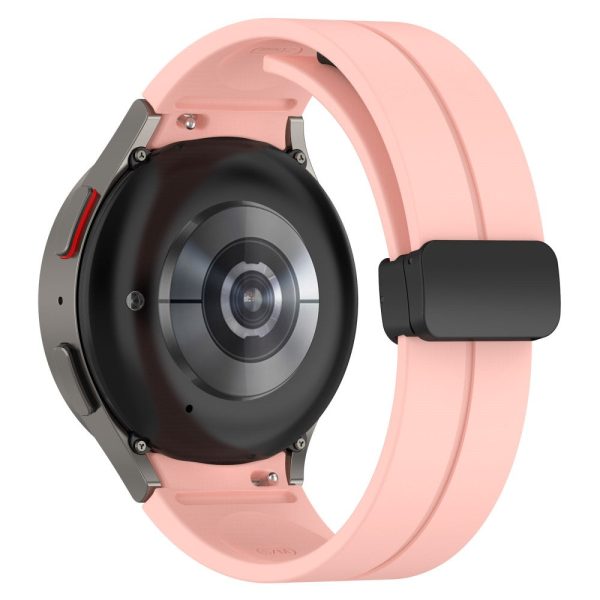 Samsung Galaxy Watch7 40mm Replacement Band Magnetic Folding Black Buckle Silicone Strap - Light Pink Hot on Sale