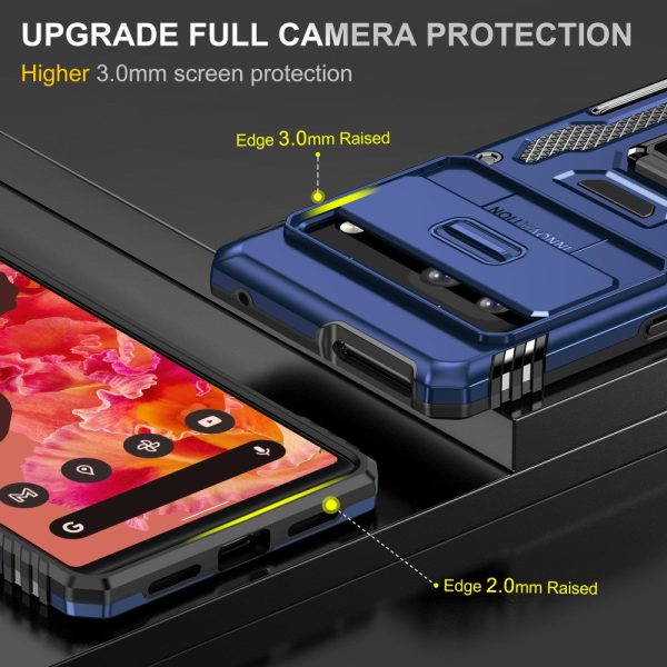 Armor Series Google Pixel 9 Case Bump Resistant and Flexible Kickstand Phone Cover with Slide Lens Shield - Navy Blue Fashion