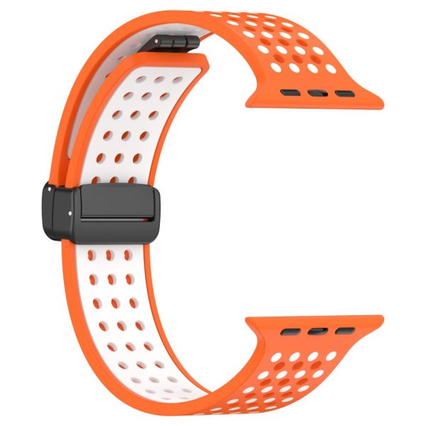 Apple Watch Series 49mm - 45mm - 44mm - 42mm Silicone Watch Band Dual Color - Orange+White Fashion