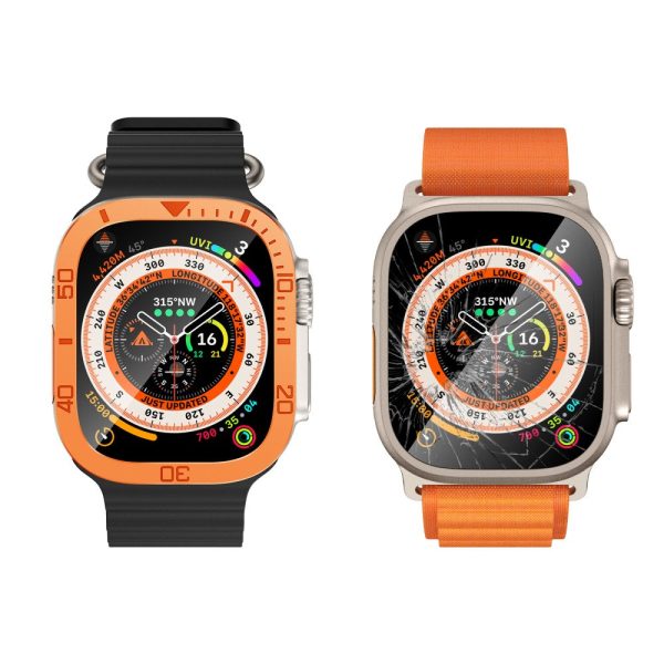 Apple Watch Ultra 49mm   Ultra 2 49mm Watch Case Aluminum Alloy Cover with Tempered Glass Protector - Orange Sale