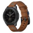 Huawei Watch GT   Samsung Galaxy Watch 46mm stitches texture genuine leather watch band - Brown Online Hot Sale