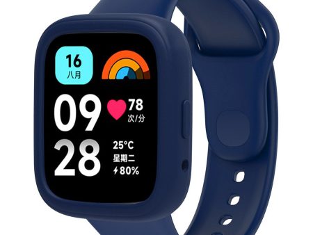 Xiaomi Redmi Watch 3 Active Silicone Strap Replacement Wrist Band with Watch Case - Dark Blue Online now