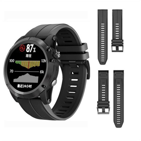 KALEBOL KLB-PWGJ-001 For Garmin Fenix 7     7 Pro Silicone Replacement Strap QuickFit 22mm Watch Band - Black Fashion