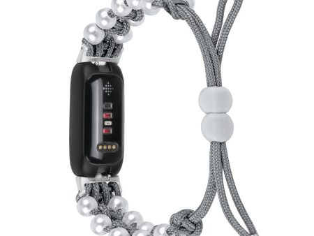 Fitbit Inspire 3 pear décor braid style strap - Grey Fashion