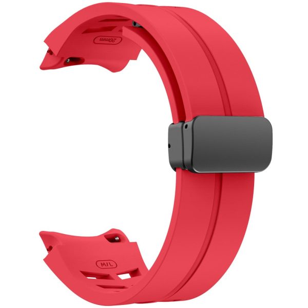 Samsung Galaxy Watch 20mm Watch Band Stylish Silicone Strap with Magnetic Folding Buckle - Red Online