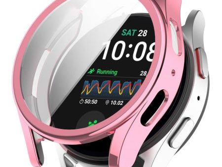 Samsung Galaxy Watch7 44mm Electroplating Flexible Watch Case Flexible Full Coverage - Pink For Sale