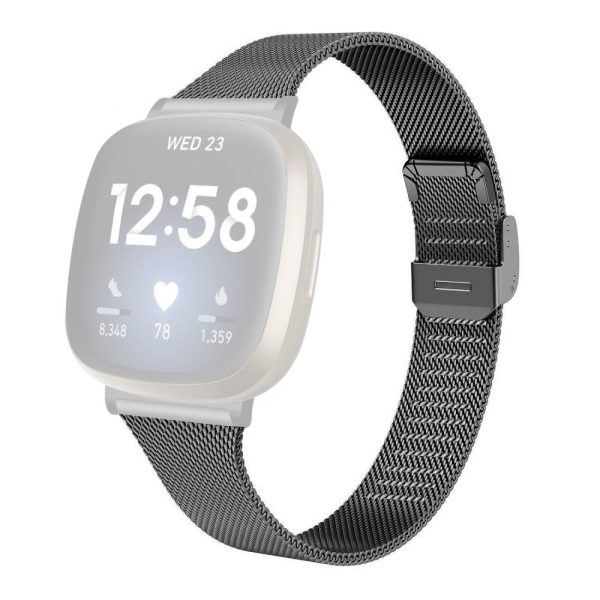 Fitbit Sense 2   Versa 4 milanese stainless steel strap - Black For Discount