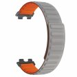 Huawei Band 9 Magnetic Wrist Band Adjustable Silicone Watch Strap Watch Replacement Accessory - Grey+Orange Discount