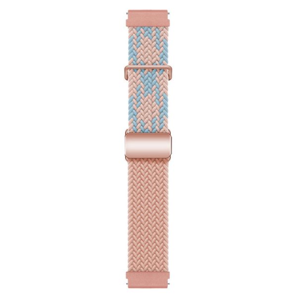 Huawei Watch GT 3 42mm   GT 3 Pro 43mm Universal 20mm Watch Strap Magnetic Buckle Woven Wrist Band - Blue+Pink+Pink   Rose Gold Buckle on Sale