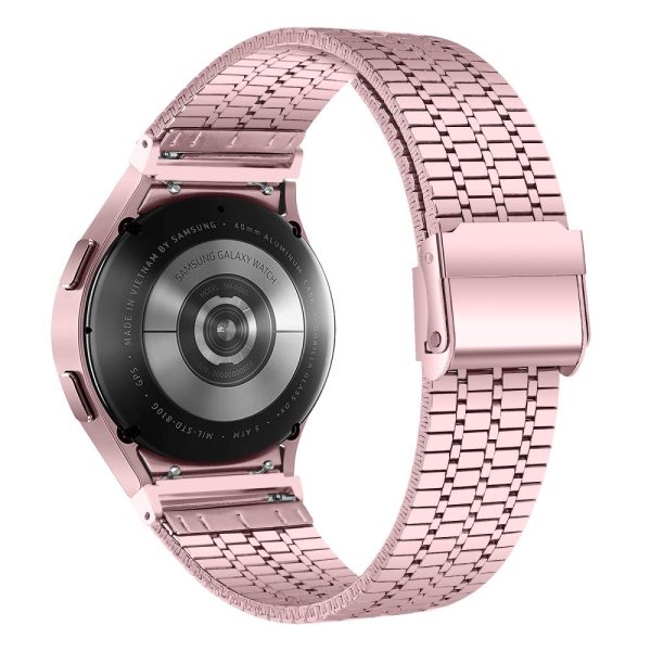 Samsung Galaxy Watch7 44mm 40mm Watch Band 7-Beads Stainless Steel Wrist Strap - Rose Pink Cheap