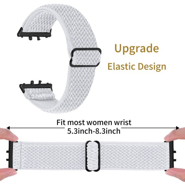 Samsung Galaxy Fit3 SM-R390 Woven Watch Strap Elastic Wrist Band, Black Connector - White on Sale