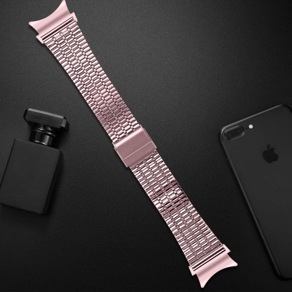 Samsung Galaxy Watch7 44mm 40mm Watch Band 7-Beads Stainless Steel Wrist Strap - Rose Pink Cheap