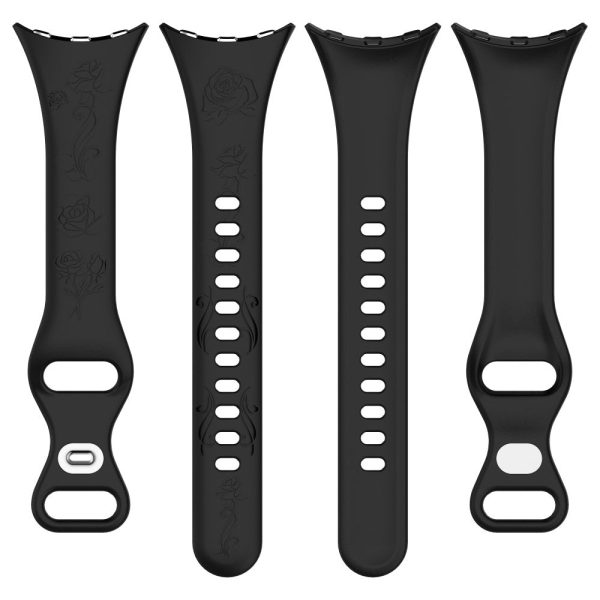 Google Pixel Watch   Pixel Watch 2 Carving Flower Pattern Watch Strap Replacement Silicone Band - Black Discount