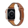 Apple Watch 44mm slender rivet design genuine leather watch strap - Brown Online